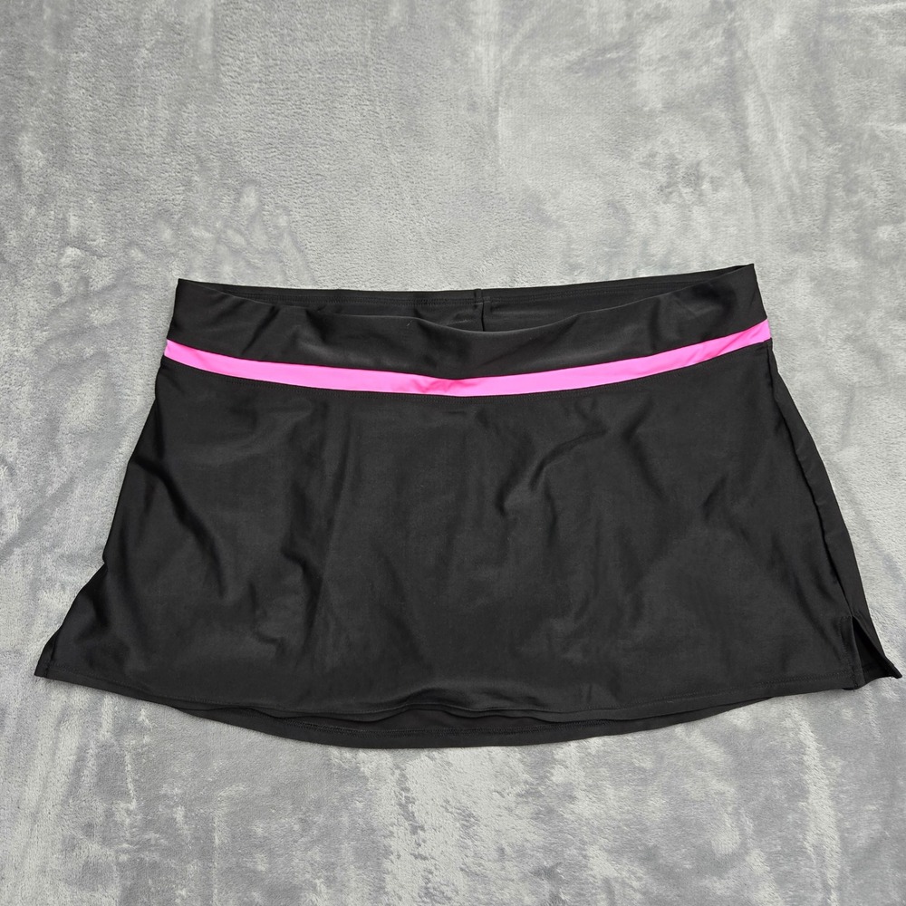 ZeroXposur Womens Size XL 36W Black Pink Trim Swim Skirt Skort Bottoms